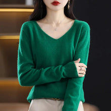 Load image into Gallery viewer, 100% Pure Cashmere Wool Sweater Women V-neck Pullover Autumn Winter Casual Elegant Knit Tops Solid Colors
