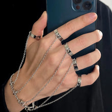 Load image into Gallery viewer, Punk Gothic Geometric Silver Gold Color Wrist Chain Rings Charms Jewelry

