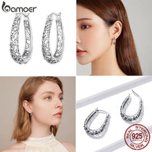 Load image into Gallery viewer, BAMOER 18K Gold Plated Filigree Hoop Earrings 925 Sterling Silver Rose Gold and Black Vintage Vine Earrings For Women Fine Jewelry Original Design
