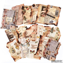 Load image into Gallery viewer, 30pcs Vintage Flowers Burnt Letter Material Paper Retro Light Paper Deco Scrapbooking Collage Background DIY Junk Journaling Diary Craft
