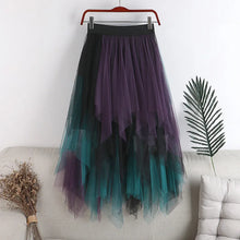 Load image into Gallery viewer, Tulle Pleated Irregular Design Long Skirt for Women Sweet Tiered Elastic High Waist Skirt 7 Beautiful Colors One Size
