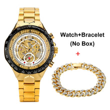 Load image into Gallery viewer, Automatic Mechanical Watch Men Luxury Brand Gift for Male with Gold Rhinestones Bracelet Fashion Mechanical Watch Men Reloj
