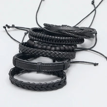 Load image into Gallery viewer, Vintage Multilayer Leather Bracelet Men Fashion Braided Handmade Silver Pendants Beadwork Rope Bracelets Male Gift
