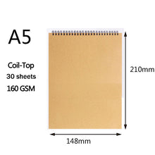 Load image into Gallery viewer, sketchbook Spiral Art Notebook Kraft Paper Blank 160GSM HardCover School Supplies Pencil Drawing Notepad Stationary
