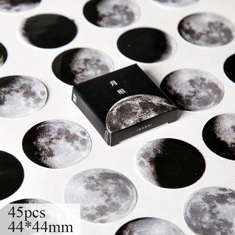 45 Pcs/box Magical Moon Paper Sticker Material Diy Album Diary Scrapbooking Label Decorationx Sticker Stationery School Supplies Decals