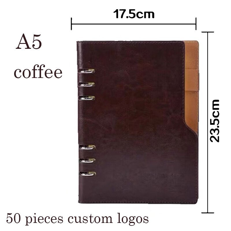 A5 or A6 Leather Cover Notebook 6 Ring Mini Binder Index with Pen Holder Filler Diary Agenda Planner Accessories Journal