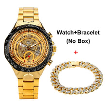 Load image into Gallery viewer, Automatic Mechanical Watch Men Luxury Brand Gift for Male with Gold Rhinestones Bracelet Fashion Mechanical Watch Men Reloj
