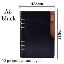 Load image into Gallery viewer, A5 or A6 Leather Cover Notebook 6 Ring Mini Binder Index with Pen Holder Filler Diary Agenda Planner Accessories Journal
