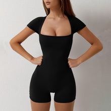 Load image into Gallery viewer, Ultra Comfort Nude Feel Romper Yoga Shorts Short Sleeve Spandex One-piece Suit
