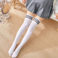 Load image into Gallery viewer, Striped Stockings Socks Casual Thigh High Knee Socks Long Socks Pair
