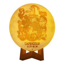 Load image into Gallery viewer, Capricorn Zodiac Touch &amp; Remote Control 3D Lunar Lamp with 16 Colors of Light
