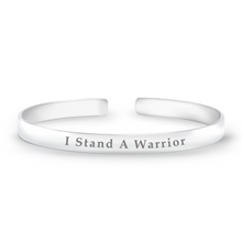 Load image into Gallery viewer, Custom Jewelry Women&#39;s &#39;I Stand A Warrior&#39; Engraved 925 Sterling Silver Bracelet Cuff Bracelet Bangle Engraved Only English Alphabet &amp; Numbers
