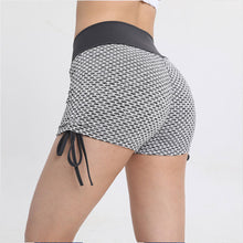 Load image into Gallery viewer, High Waisted Honeycomb Fitted Shorts with Leg Tie Strings
