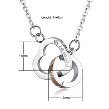 Load image into Gallery viewer, 2PCS Silver Titanium 16&quot; Chains Interlocking Love Forever Heart Square
