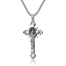 Load image into Gallery viewer, Silver or Gold Titanium 24&quot; Chain Jesus on the Cross Pendant
