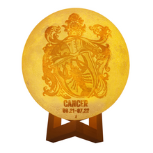 Load image into Gallery viewer, Cancer Zodiac Touch and Remote Control 3D Lunar Lamp with 16 Colors of Light
