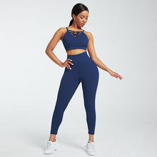 Load image into Gallery viewer, Hooded Crossover Design Three Piece Yoga Suit
