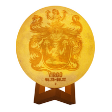 Load image into Gallery viewer, Virgo Zodiac Touch &amp; Remote Control 3D Lunar Lamp with 16 Colors of Light
