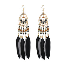 Load image into Gallery viewer, Black Feathers + Beaded Tassel

