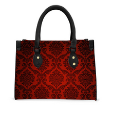 Load image into Gallery viewer, Women&#39;s Vegan Leather Dark Red Damask Handbag Custom Bag
