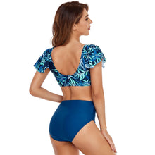 Load image into Gallery viewer, Sexy Blue High Waisted Two Piece Flapper Bathing Suit

