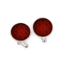 Load image into Gallery viewer, Dark Red Damask Cufflinks Tuxedo Studs
