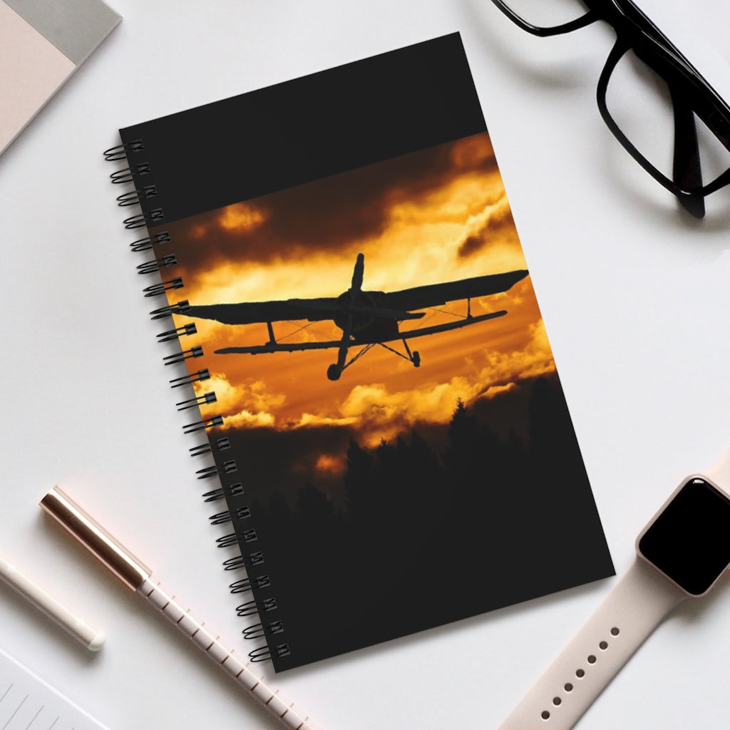Evening Flight 5x8 Spiral Bound Journal, Diary, Notebook, Available in Dot Grid, Lined, Blank, Task