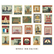 Load image into Gallery viewer, 40Pcs/pack Vintage Retro Stamps Bronzing Stickers DIY Bullet Journaling
