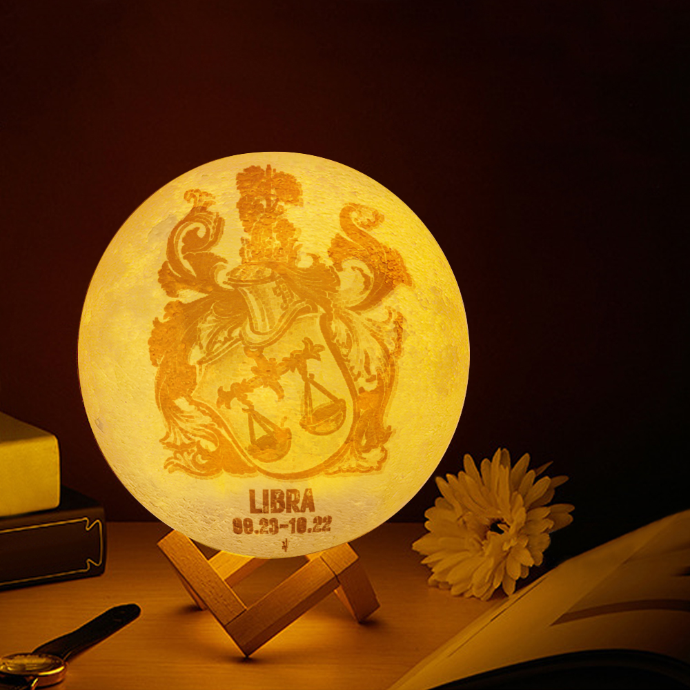Libra Zodiac Touch and Remote Control 3D Lunar Lamp with 16 Colors of Light