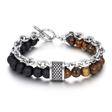 Load image into Gallery viewer, Natural Stone Beaded Alloy 8.5&quot; Bracelet
