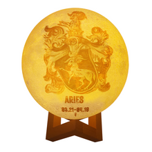 Load image into Gallery viewer, Aries Zodiac Touch &amp; Remote Control 3D Lunar Lamp with 16 Colors of Light Aries Zodiac
