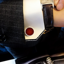 Load image into Gallery viewer, Dark Red Damask Cufflinks Tuxedo Studs
