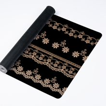 Load image into Gallery viewer, Black White Lace Custom Rectangular Non-slip Mouse Pad 16&quot; x 35&quot;
