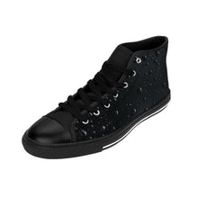 Load image into Gallery viewer, Women&#39;s Black Rain Drop High-top Sneakers, Sizes 6-12, Stylish Unique Shoes, Cool Alternative Styles, Edgy Rock Style Shoes, Fashionable Sneakers
