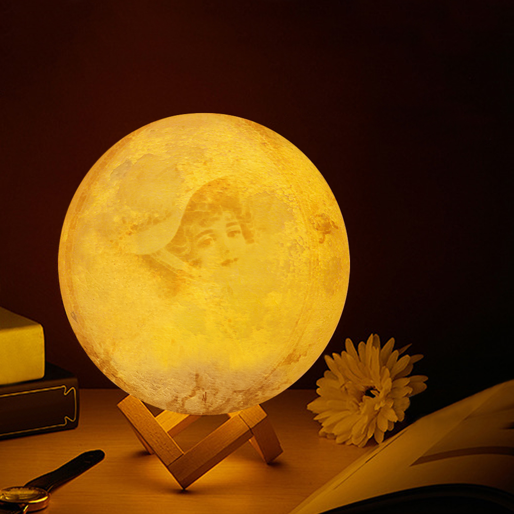 Vintage Lady Touch and Remote Control 3D Lunar Lamp with 16 Colors of Light