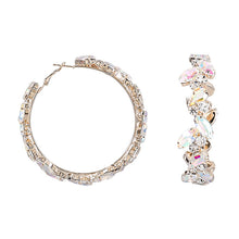 Load image into Gallery viewer, Diamond Glass Encrusted Geometric Ring Earings 2.79&quot; Hoop Earings
