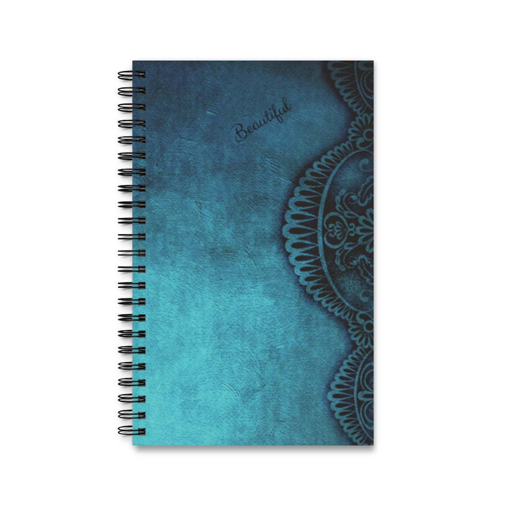 Turquoise Design 5x8 Spiral Bound Journal, Diary, Notebook, Available in Dot Grid, Lined, Blank, Task