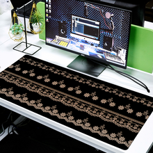 Load image into Gallery viewer, Black White Lace Custom Rectangular Non-slip Mouse Pad 16&quot; x 35&quot;
