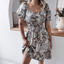 Load image into Gallery viewer, Floral Chiffon Midi Dress Ruffle Hem
