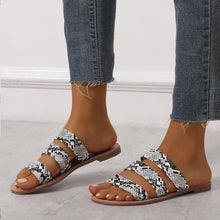 Load image into Gallery viewer, Snakeskin Open Toe and Back Slide Sandals Shoes
