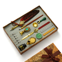 Load image into Gallery viewer, Antique Feather Pen Retro Classic Wax Seal Stamp Stationery Kit for Calligraphy
