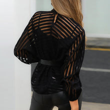 Load image into Gallery viewer, Elegant &amp; Sexy Black Sheer Long or Crop Blouses Long Sleeve Sizes S-XL
