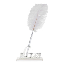 Load image into Gallery viewer, White Feather Signing Pen Gold or Silver Love Words Wedding Pen
