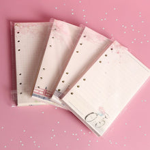 Load image into Gallery viewer, A6 Refill Pages 80 Sheets Kawaii Sakura And Cat A6 Loose Leaf Notebook Refill 6 Ring Spiral Binder Inner Pages Line Grid Blank Dot
