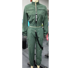 Load image into Gallery viewer, Long Sleeve Zipper Top &amp; Pants High Fashion Track Suit with Lanyard 2 Piece Set Yellow Black Army Green S-XL
