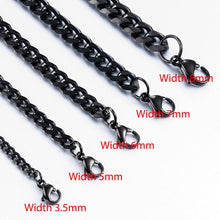 Load image into Gallery viewer, Hot Selling Men Black Stainless Steel Cuban Link Chain Necklace Jewelry Variety of Width and Length
