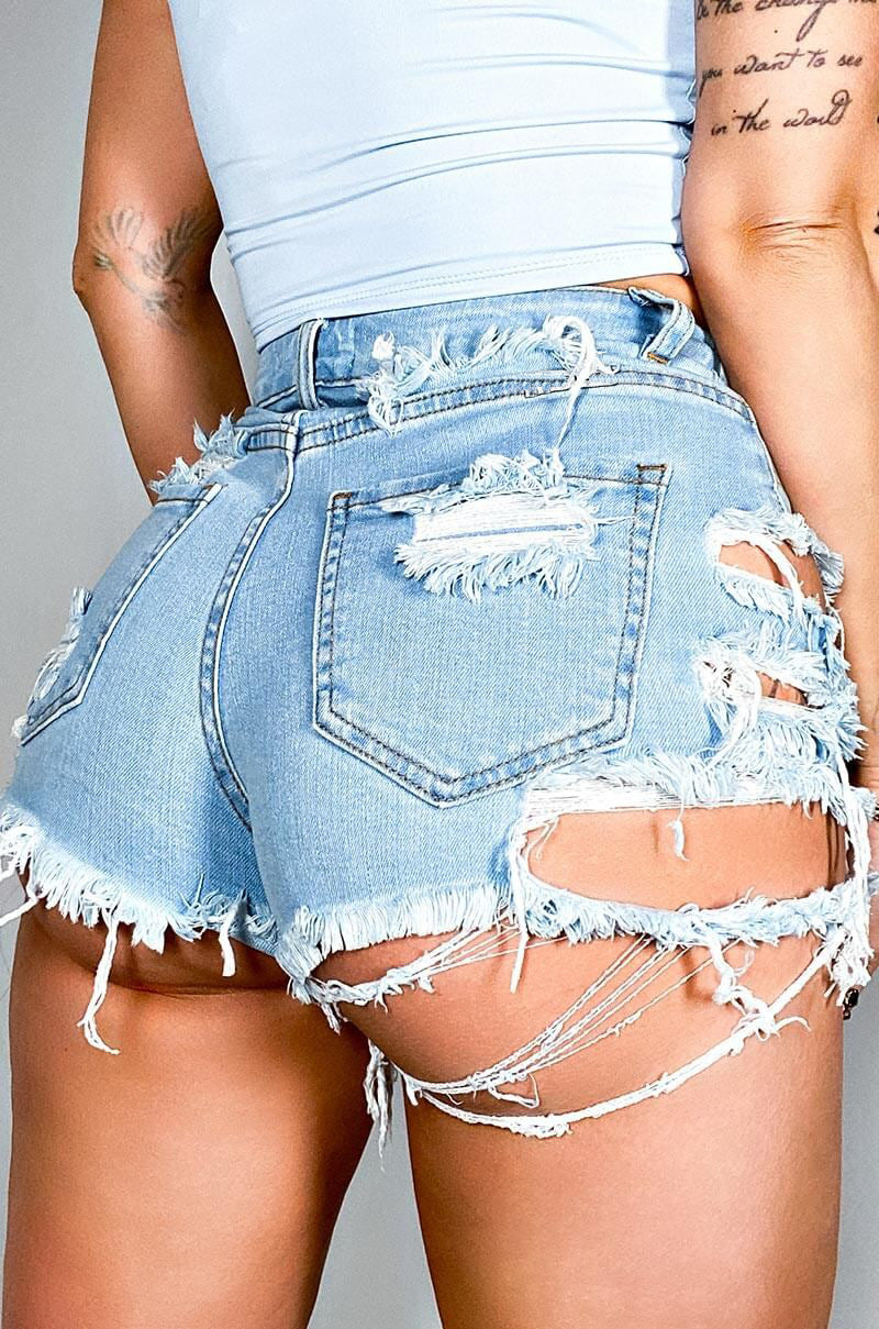 Sexy Ripped High Waist Shorty Shorts Size S-2XL