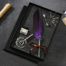 Load image into Gallery viewer, Natural Goose Feather Calligraphy Pen + Ink + Wax Seal + Holder + 5 Tips Set
