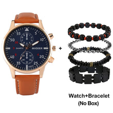 Load image into Gallery viewer, Luxury Quartz Watch and Bracelets Set Leather or Stainless Steel Wristbands Color Choices
