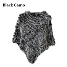 Load image into Gallery viewer, Genuine Rabbit Fur Knit Poncho Knitted Natural Fur Shawl Fashion Wrap Lady Scarf Natural Fur Cape
